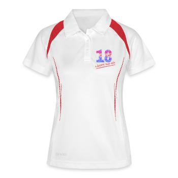 18 läuft bei mir Abstrakt leuchtend Farben - Frauen Polo atmungsaktiv - Weiß/Navy - Vorne