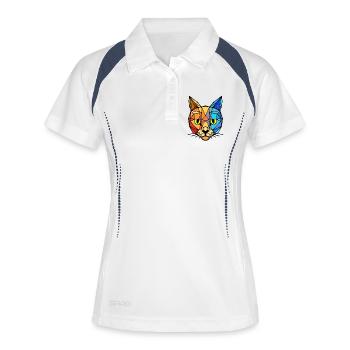 Tier Tiger - Frauen Polo atmungsaktiv - Weiß/Navy - Vorne