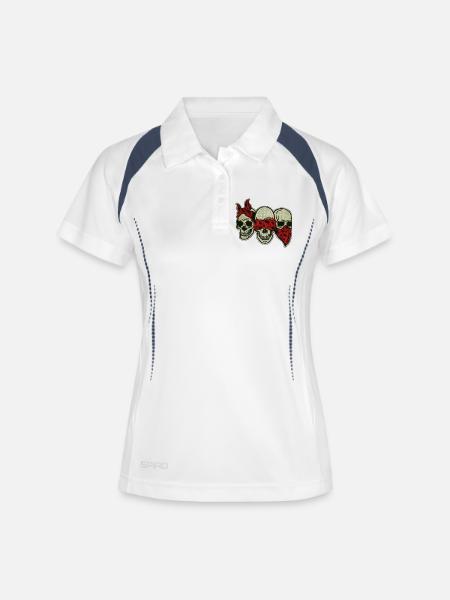 Three Skulls with Red Eye Mask / Three Skulls - Women's Polo breathable - white/navy