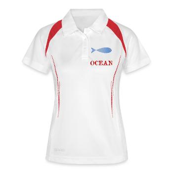 POISSON. SARDINE. POISSON. POISSON D'AVRIL. OCEAN - Polo respirant Femme - blanc/marine - Devant