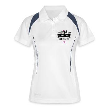 oma köchin schmecken lecker geschenk küche koch lo - Frauen Polo atmungsaktiv - Weiß/Navy - Vorne
