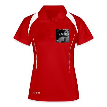 Fötus Silhouette Ultraschall - Frauen Polo atmungsaktiv - Weiß/Navy - Vorne