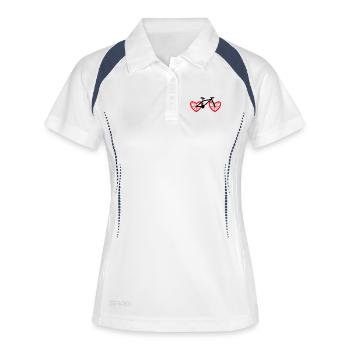 Fahrrad Herz Rad - Frauen Polo atmungsaktiv - Weiß/Navy - Vorne