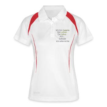Ich unterrichte Schüler - Frauen Polo atmungsaktiv - Weiß/Navy - Vorne