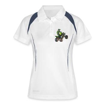 Quad Moto - Polo respirant Femme - blanc/marine - Devant