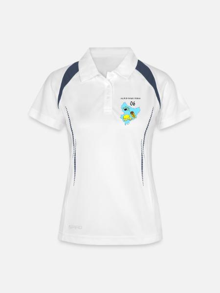 Alpes maritimes - Polo respirant Femme - blanc/marine