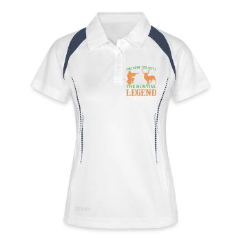 Mythos Jäger Motiv auf Kleidung - Frauen Polo atmungsaktiv - Weiß/Navy - Vorne
