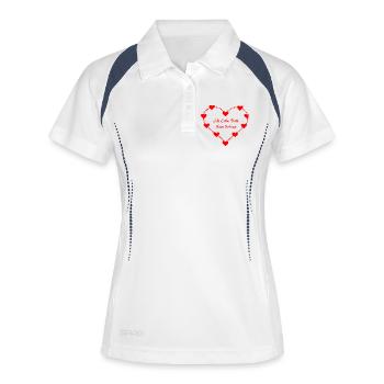 Herz mit Liebesbotschaft für Partner - Frauen Polo atmungsaktiv - Weiß/Navy - Vorne