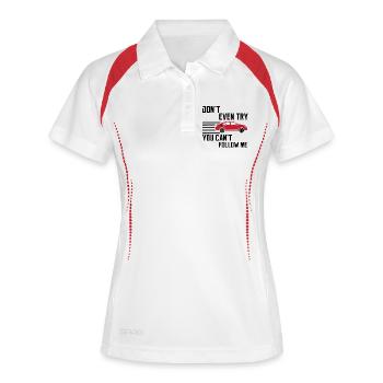Déclaration de voiture de sport de course Pilote de course - Polo respirant Femme - blanc/marine - Devant
