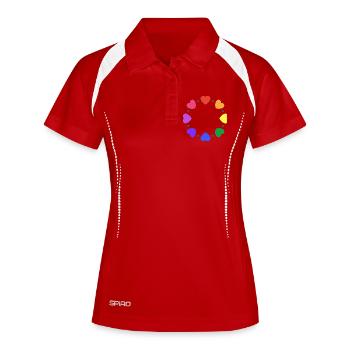 Regenbogen Herzen - Frauen Polo atmungsaktiv - Weiß/Navy - Vorne