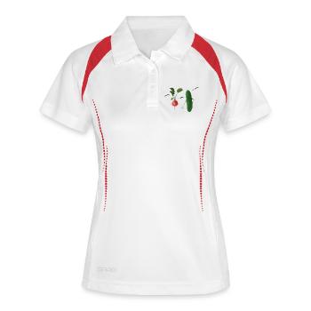 Illustration d’amitié végétale - Polo respirant Femme - blanc/marine - Devant