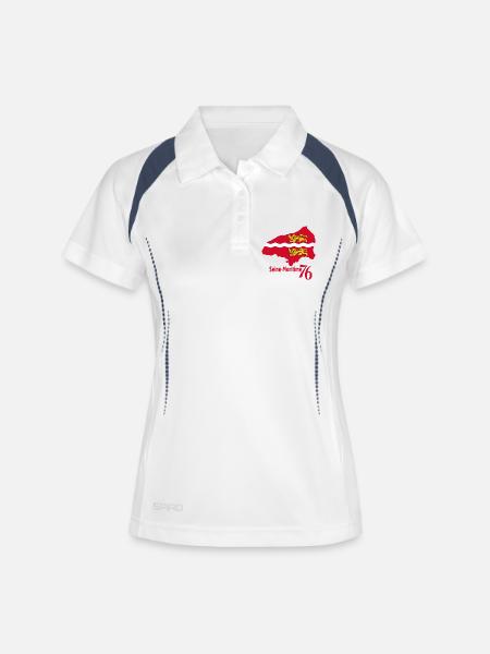 Seine maritime - Polo respirant Femme - blanc/marine