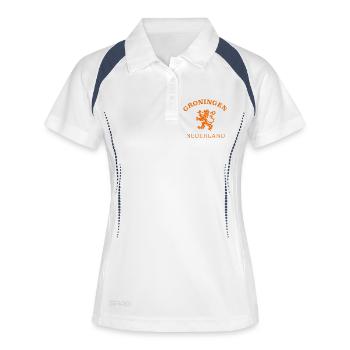 GRONINGEN Nederland, Pays-Bas, Pays-Bas - Polo respirant Femme - blanc/marine - Devant