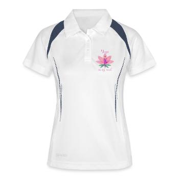 Yoga - Frauen Polo atmungsaktiv - Weiß/Navy - Vorne