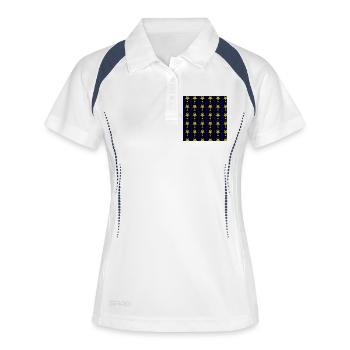 streifen Sternenmuster, beliebte weinachtsdesigns - Frauen Polo atmungsaktiv - Weiß/Navy - Vorne