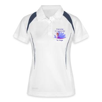 Yoga - Frauen Polo atmungsaktiv - Weiß/Navy - Vorne