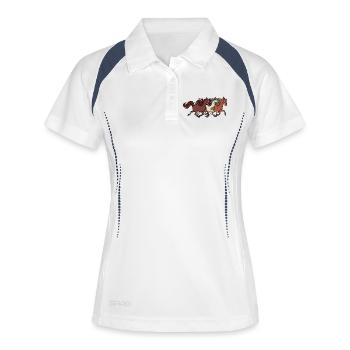 Galop Chevaux Islandais Étalons Chevaux Cheval Fou - Polo respirant Femme - blanc/marine - Devant