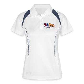 Cool Galopp Islandpferde Pferdeliebe Pferde - Frauen Polo atmungsaktiv - Weiß/Navy - Vorne