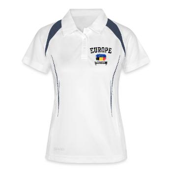EU Pinsel Flagge Rumänien Stolz - Frauen Polo atmungsaktiv - Weiß/Navy - Vorne