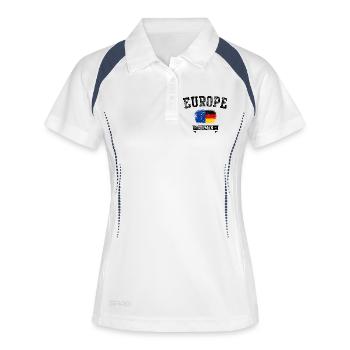 EU Deutschland Flagge Pinselmischung - Frauen Polo atmungsaktiv - Weiß/Navy - Vorne