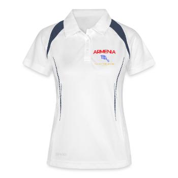 Armenia Map Script Emblem - Frauen Polo atmungsaktiv - Weiß/Navy - Vorne