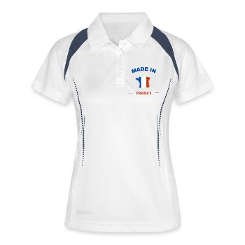 Hergestellt in Frankreich - Frauen Polo atmungsaktiv - Weiß/Navy - Vorne
