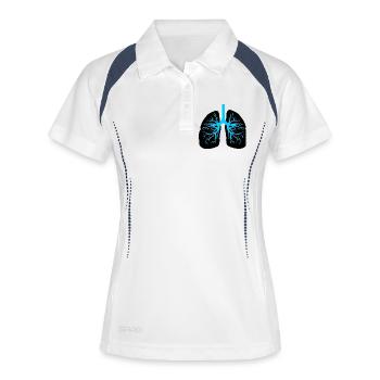 Lungen des Atemtherapeuten - Frauen Polo atmungsaktiv - Weiß/Navy - Vorne