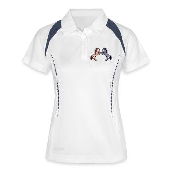 Chevaux islandais Cheval Amour Cheval Fan Chevaux - Polo respirant Femme - blanc/marine - Devant