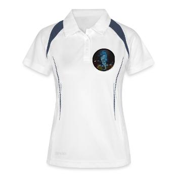 hippocampe bleu dans le monde sous-marin - Polo respirant Femme - blanc/marine - Devant