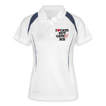 Drôle de chats vétérinaires qui grattent le chat, j’adore les chats - Polo respirant Femme - blanc/marine - Devant