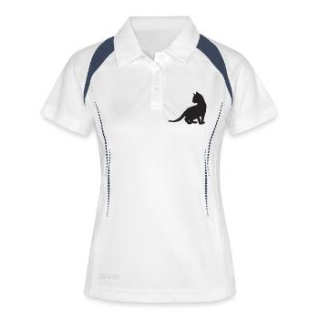 Conception de chaton - Polo respirant Femme - blanc/marine - Devant