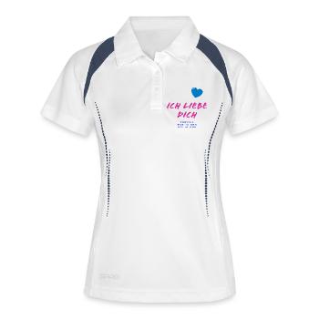 Herzliche Liebesbotschaft im Graffiti-Stil - Frauen Polo atmungsaktiv - Weiß/Navy - Vorne