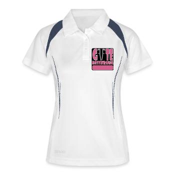 Gute Besserung wünschen - SELBST GESTALTEN NAME - Frauen Polo atmungsaktiv - Weiß/Navy - Vorne