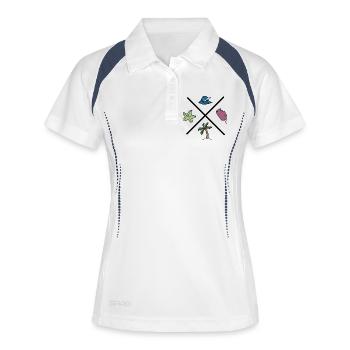 Design für den Sommer - Frauen Polo atmungsaktiv - Weiß/Navy - Vorne