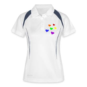 LGBT-Herzen - Frauen Polo atmungsaktiv - Weiß/Navy - Vorne