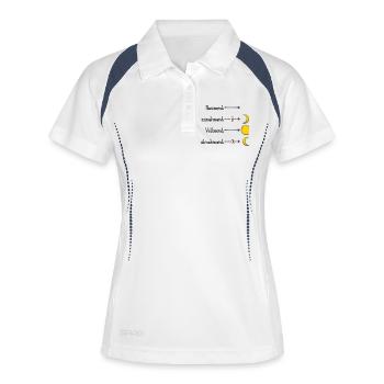 Mondphasen mit Eselsbrücke - dunkel - Frauen Polo atmungsaktiv - Weiß/Navy - Vorne