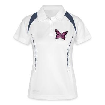 Papillon - Polo respirant Femme - blanc/marine - Devant