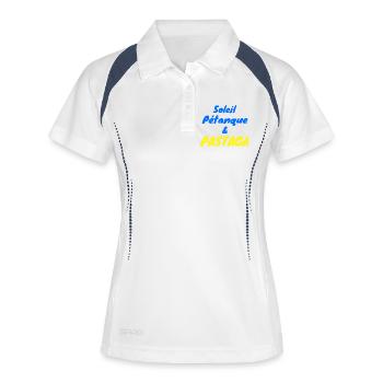 Soleil pétanque et pastaga - Polo respirant Femme - blanc/marine - Devant