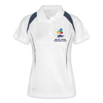 Luftballon Tier Vogel Pinguin Humorvoll Statement - Frauen Polo atmungsaktiv - Weiß/Navy - Vorne