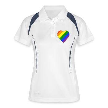 Regenbogen Herz - Frauen Polo atmungsaktiv - Weiß/Navy - Vorne