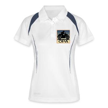 Motorrad Fahrer - OPA - VATERTAG - Frauen Polo atmungsaktiv - Weiß/Navy - Vorne
