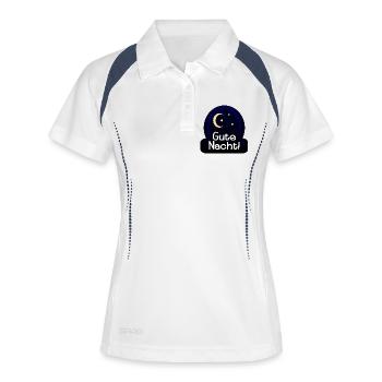 GUTE NACHT - SCHLAFEN - HALBMOND - Frauen Polo atmungsaktiv - Weiß/Navy - Vorne