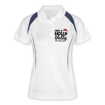 Santa Hat Script Holiday Tee - Women's Polo breathable - white/navy - Front