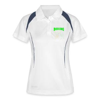 Boxen - Frauen Polo atmungsaktiv - Weiß/Navy - Vorne