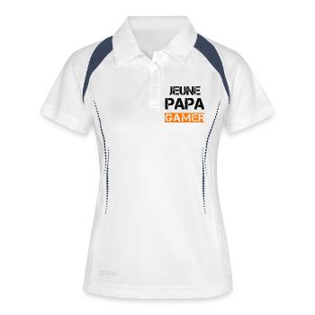Jeune Papa Gamer - Polo respirant Femme - blanc/marine - Devant