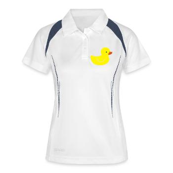 Canard en caoutchouc joyeux: une touche de jaune - Polo respirant Femme - blanc/marine - Devant