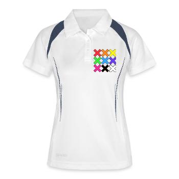 Bunte X Muster auf Schwarz Farben X - Frauen Polo atmungsaktiv - Weiß/Navy - Vorne