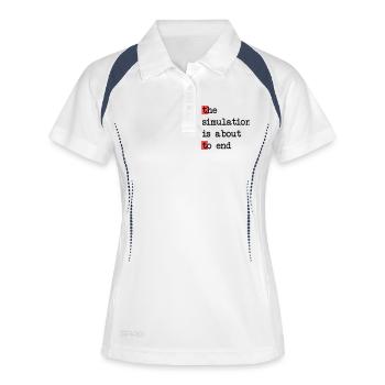 Das Ende der Simulation, Sci-Fi Matrix Humor Shirt - Frauen Polo atmungsaktiv - Weiß/Navy - Vorne
