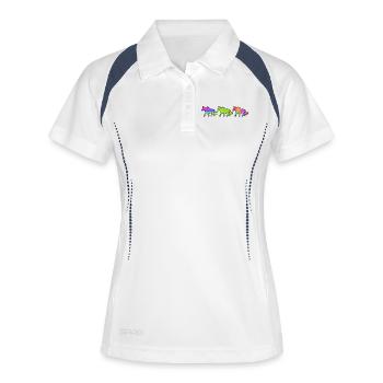Galopp Pferdenarr Pferde Pferdeliebe Islandpferde - Frauen Polo atmungsaktiv - Weiß/Navy - Vorne