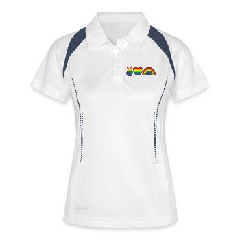 Regenbogen Herz Gleichberechtigung Lgbt Homo - Frauen Polo atmungsaktiv - Weiß/Navy - Vorne